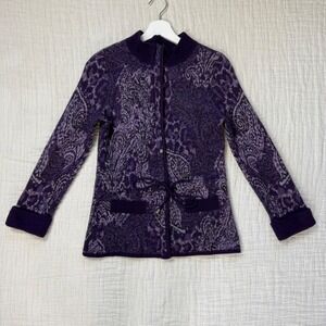 Pendleton Women's Purple Paisley 100% Merino Wool Knit Sweater‎ Petite Size S